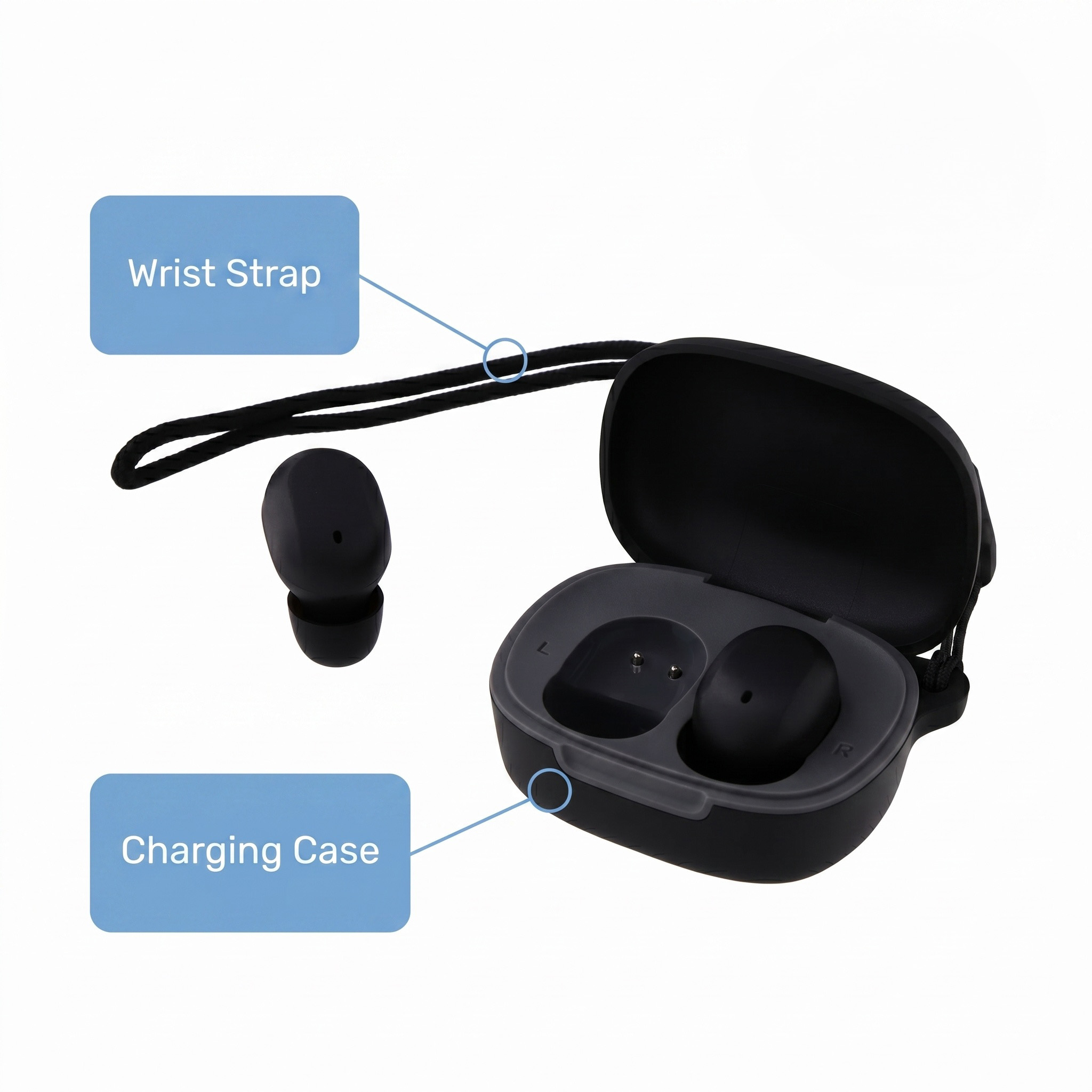 onn Mini audífonos inalámbricos con correa para muñeca, negro 3