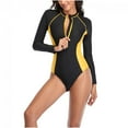 thumbnail image 4 of Pisexur Women's One Piece Long Sleeve Rash Guard UV Protection Printed Zipper Surfing Swimsuit Swimwear Bathing Suit, 4 of 5