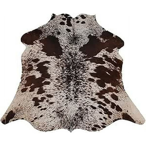 Artisan-Made Small Cowhide Rug - Brown & White Cowskin for Luxurious Home Decor, Perfect for Living Room, Bedroom, or Office