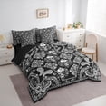 thumbnail image 3 of Homewish Teens Adults Gothic Skull Bedding Comforter Set 7pcs,Bohemian Damask Paisley Queen Bedding Sets Super Cozy,Exotic Style Queen Sheet Sets,Ultra Soft Home Decor,Reversible, 3 of 8