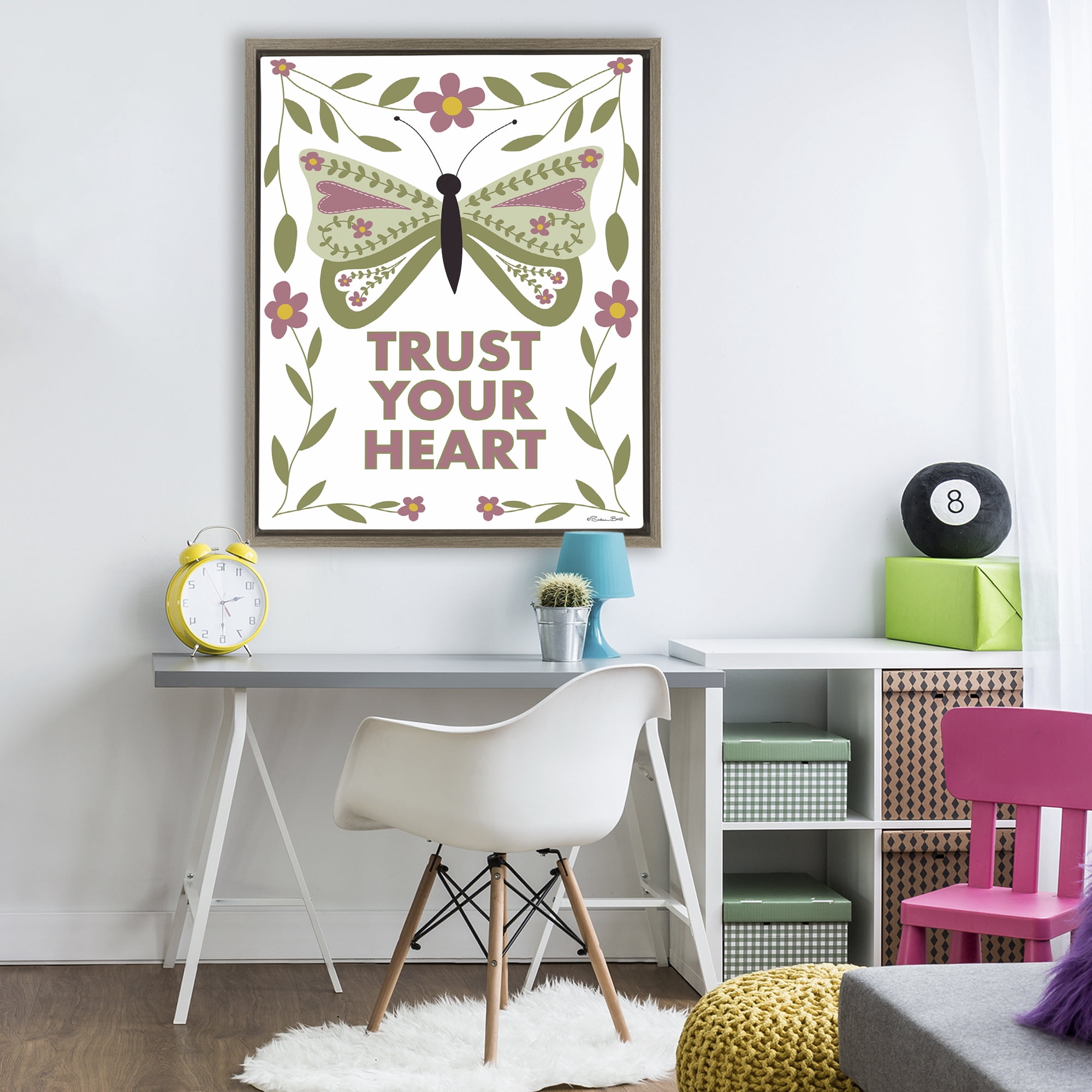 Stupell Industries Trust Your Heart Symmetrical Brown Framed Floater Canvas Wall Art, design by Susan Ball