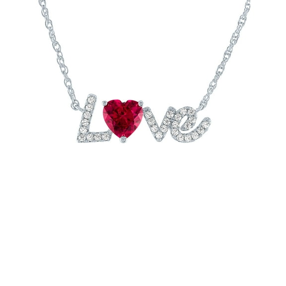 Ladies Brilliance Fine Jewelry Sterling SIlver Plated Simulated Ruby & CZ Pendant, 18"