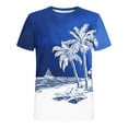 thumbnail image 4 of Camisetas de Manga Larga para Hombres Imprimir Fallow Cuello Redondo Camiseta, Moda Casual Manga Corta Mezcla de Algodón/Lino, 4 of 9
