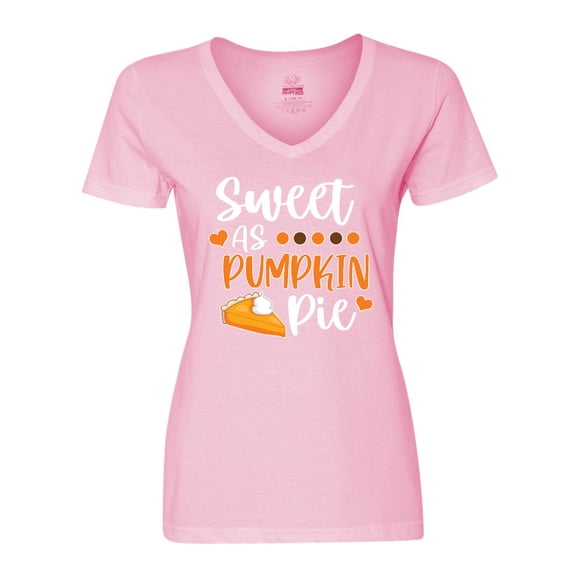 Inktastic Thanksgiving Sweet as Pumpkin Pie Women's V-Neck T-Shirt