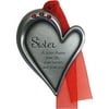 Pewter Finish Heart Ornament with Light Siam Swarovski Crystal Stones, Sister