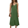 thumbnail image 5 of ClodeEU Women's Linen Round Neck Sleeveless Maxi Dress ,Spaghetti Strap Backless Casual Loose Long Dress Green,Womens Plus M, 5 of 7