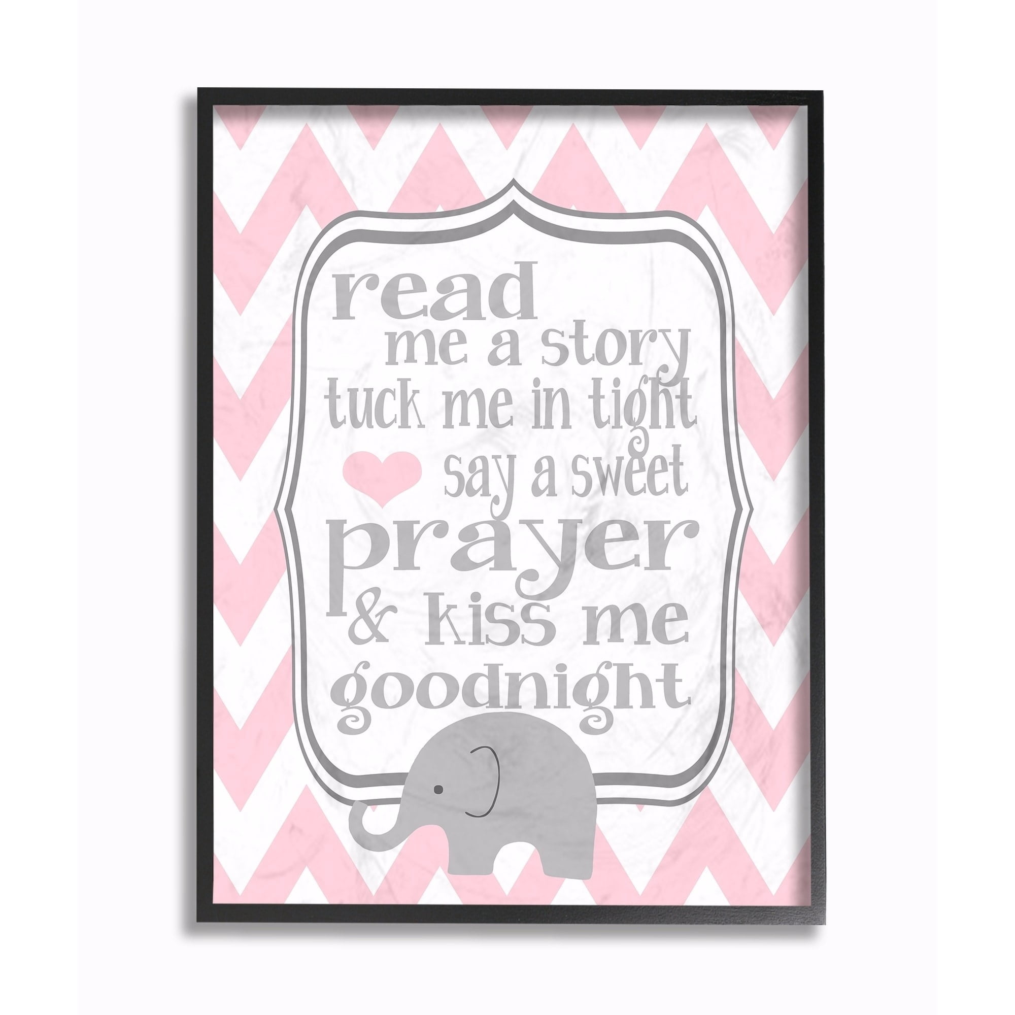 Stupell Read Me A Story/Elephant In Pink Chevron Wall Art 11x14