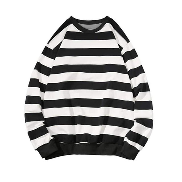 Hauts d'Hiver pour Femmes Hommes Automne Hiver Col Rond Chandail à Rayures Chandail à Enfiler Hauts à Manches Longues
