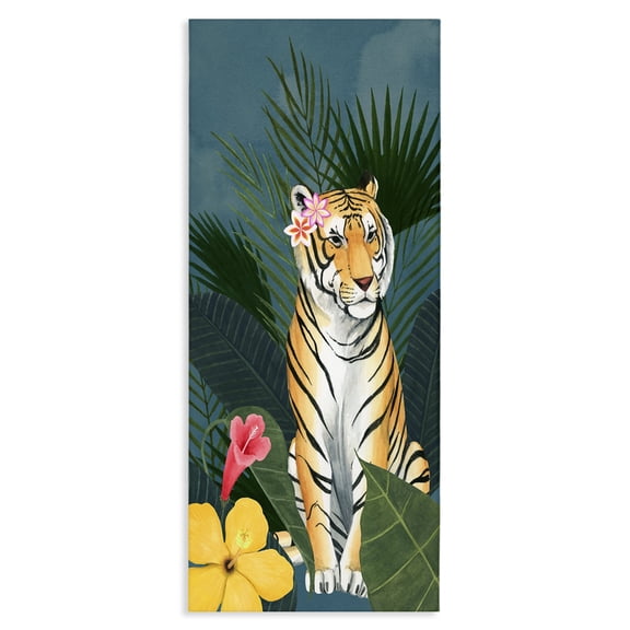 Stupell Industries Bohemian Tiger Flowers Orange Pink Animal Canvas Art, 10 x 24, by Grace Popp