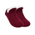 thumbnail image 3 of Spencer Womens Slipper Socks Fuzzy Plush Lined Non Slip Warm Socks with Grippers Ladies Cozy Winter Thick House Socks, Red, 3 of 9