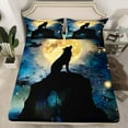 thumbnail image 3 of Feelyou Rustic Tribal Wolf Twin Sheet Sets, Mystic Moon Galaxy Twin Fitted Sheet, Teens Kids Boys Girls Flat Sheet, Ultra Soft Bedroom Decor, 3-Piece, 3 of 8