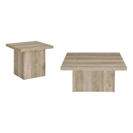Coaster Devar 2-piece Square Engineered Wood Coffee Table Set in Distressed Pine