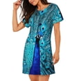 thumbnail image 2 of Bingfone Beautiful Blue Peacock Nightgowns for Women Sleep Shirts Short Sleeve Nightshirt Pullover Nightdress Soft Sleepwear, 2 of 6