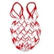 thumbnail image 2 of Soporte de almacenamiento de malla duradero, bolsa de red de transporte de una sola pelota de baloncesto, fútbol, voleibol con 5 uds. Ligero y blanco rojo, 2 of 9