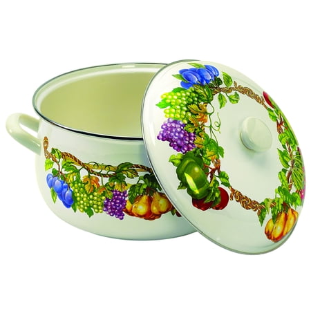 Kensington Garden 8 Quart Covered Casserole Baking Dish Porcelain Enamel Non-Stick