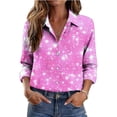 thumbnail image 4 of Blouse à Manches Longues Boutonnée pour Femmes en Satin à Imprimé, Col à Revers, Chandail à Enfiler, 4 of 8