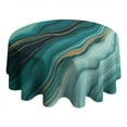 thumbnail image 4 of Teal Gold Marble Pattern Round Tablecloth 60"x60",Wrinkle Wipeable Table Cloth for Kitchen Dining Room Picnic Patio Party, 4 of 6