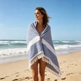 thumbnail image 6 of Beach Towel Oversized 39x71 Inch Soft Cotton Peshtemal Turkish Beach Towel with Fringes for Beach Pool and Summer Vacation, 6 of 7