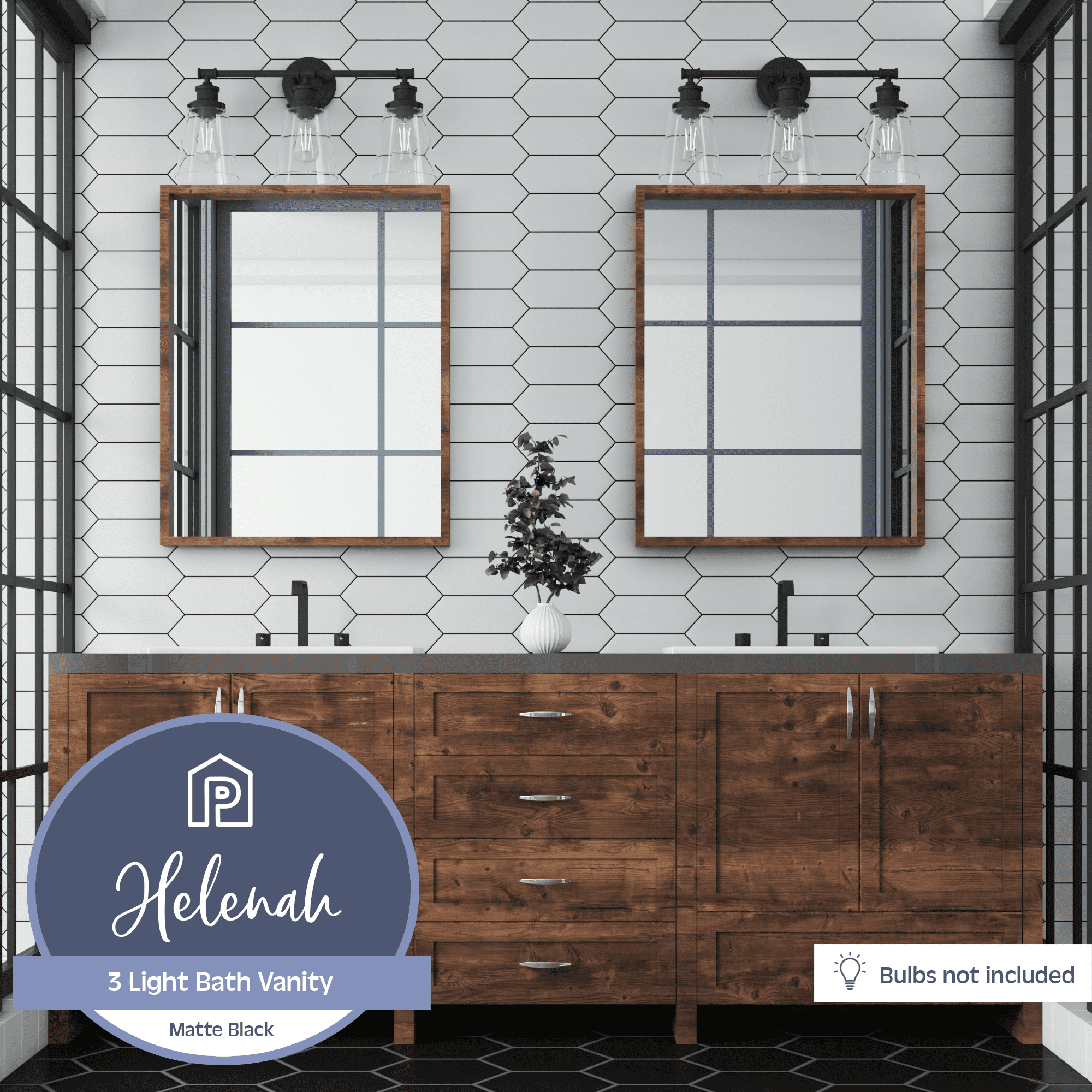 Prominence Home Helenah Three Light Bath Vanity in Matte Black