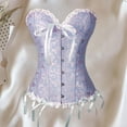 thumbnail image 4 of Mujeres Corset Top Floral Encaje Deshuesado Overbust Gothic cinturo para Navidad y fiestas - azul XL XL azul BLESIY Corsé con ribete de encaje floral, 4 of 7