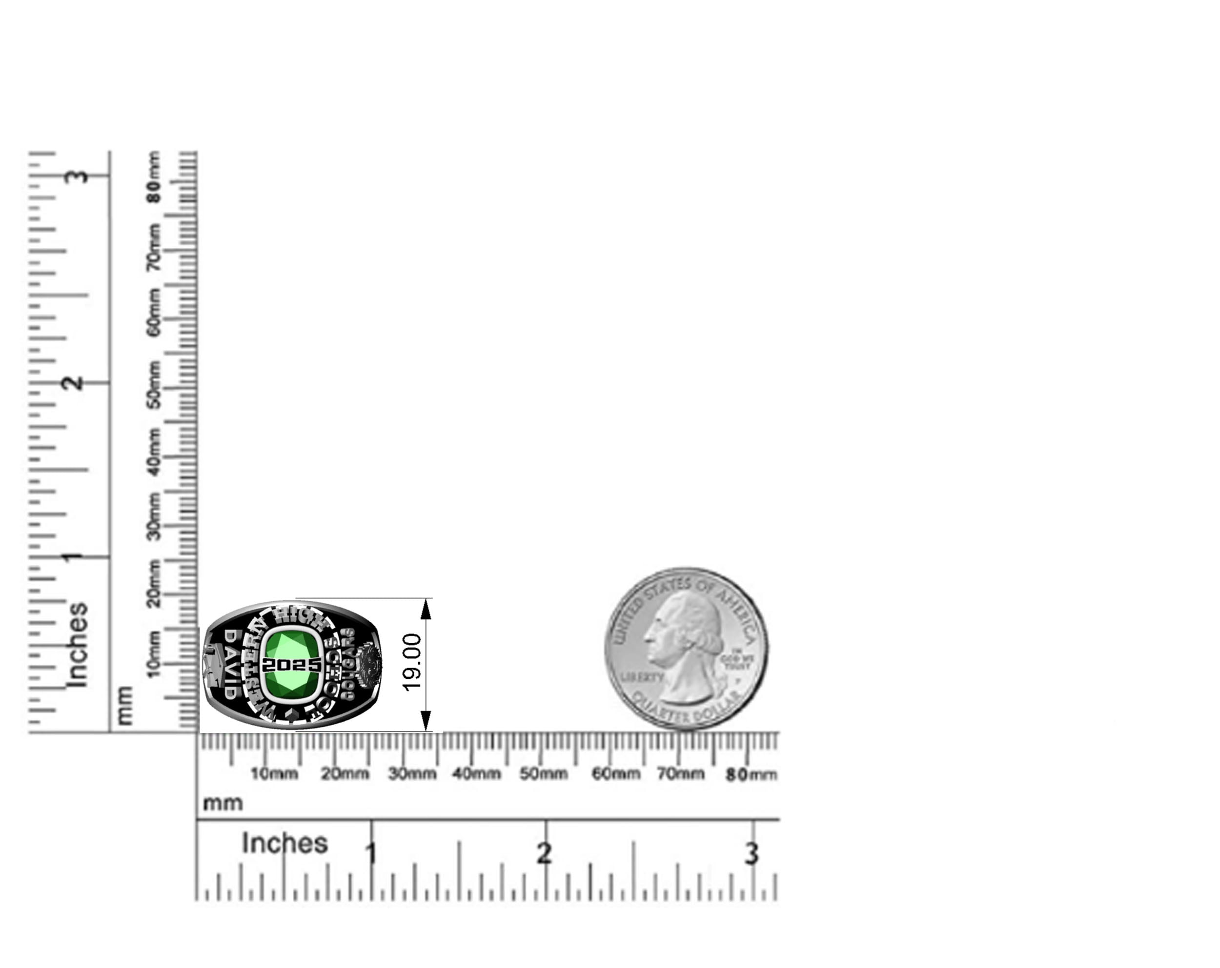 Mementos USA Custom Men's Class Rings 10kt White Gold for High School and College-Royal