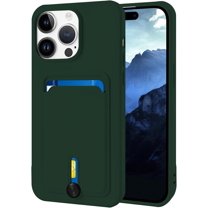 for iPhone 15 Pro Max Case with Card Holder Cover Microfiber Inner Lining [Holds 2 Cards] Slim Soft TPU Shockproof Protective Wallet Phone Case for iPhone 15 Pro Max (Dark Green)
