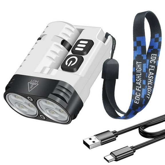 LED Flashlight Keychain Work Light USB Rechargeable Clip Torch with Magnet for Outdoor Camping Lantern