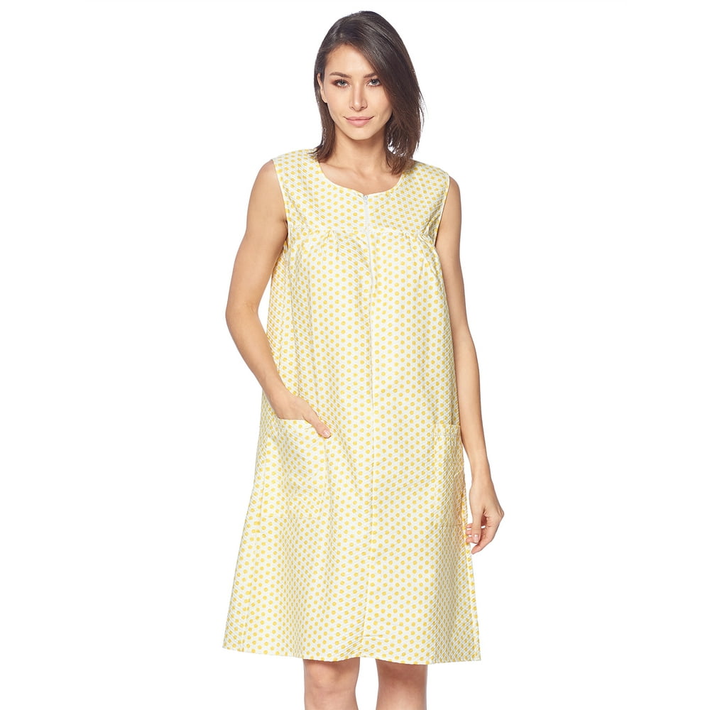 Casual Nights Women's Zipper Front House Dress Duster Sleeveless