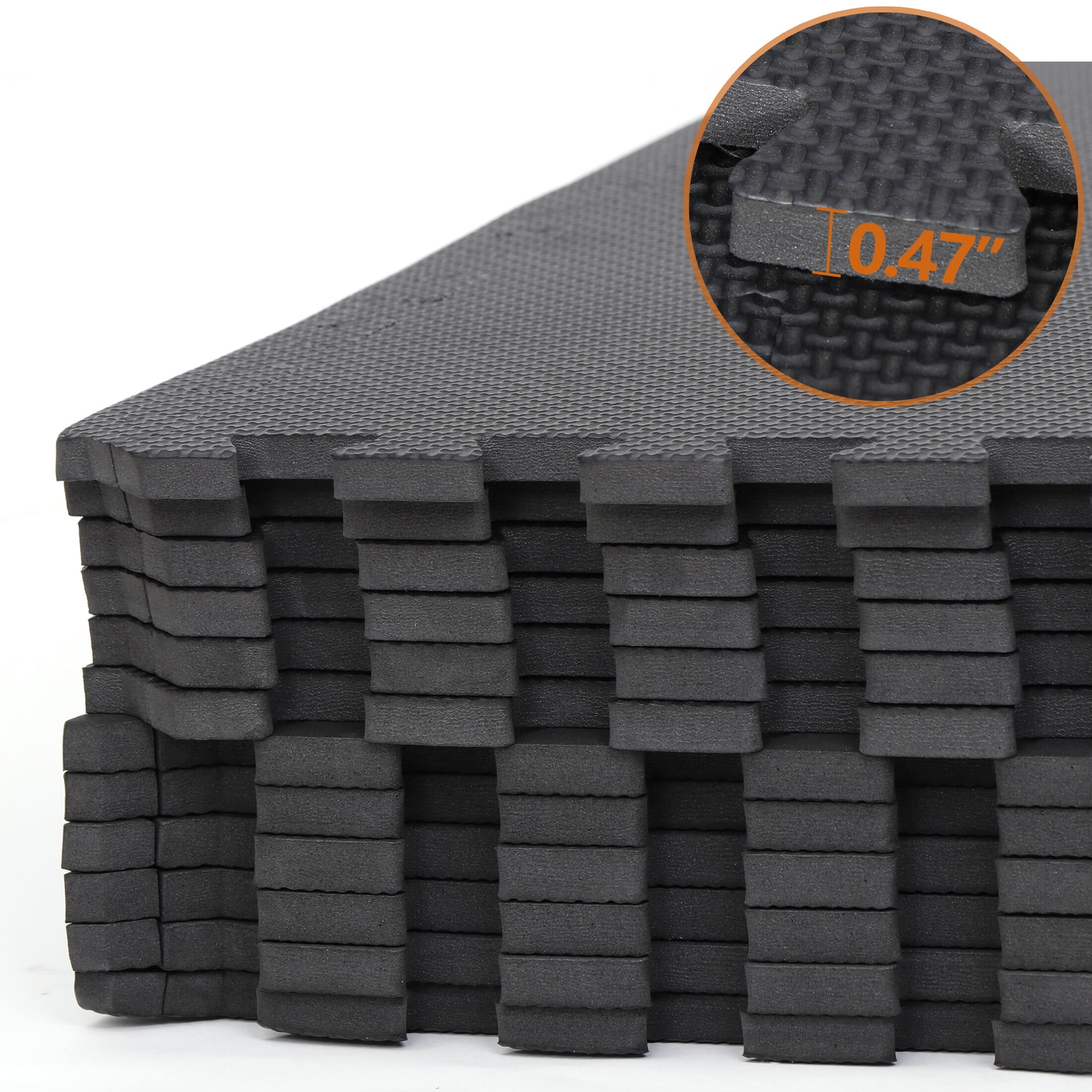 ZENY 12 Pieces 24 x 24" Puzzle Exercise Floor Mat with EVA Training Interlocking Tile, Black