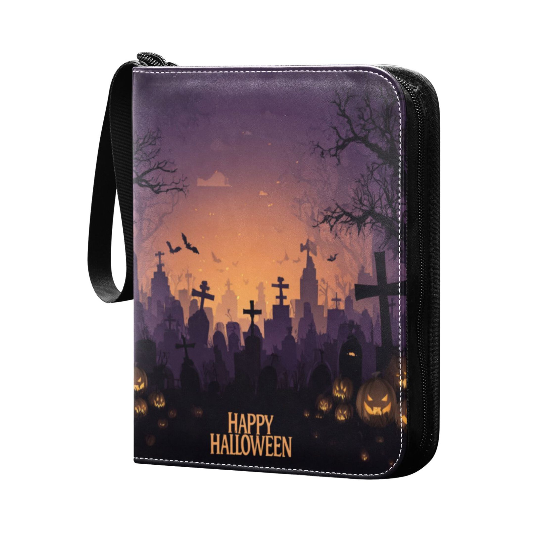 Game Card Storage Bag Collectible Trading Card Albums The 4-Pocket Card Binder With 50-Page Sleeve Can Hold 400 Game Cards Halloween Tombstone