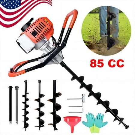 JSTUOKE 85cc 2-Cycle Gas Powered 1 Person Post Hole Digger with 4” Bit