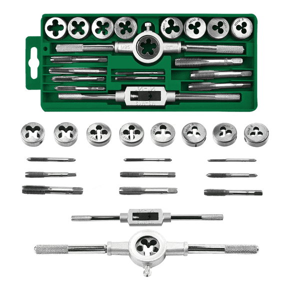 Kit De Machuelos Con Maneral Broca Ajustable Estuche Verde 20pcs