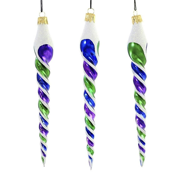 Sbk Gifts Holiday Carnival Brites Twisted Icicles Set / 3 Ornament Mardi Gras Sbk221037