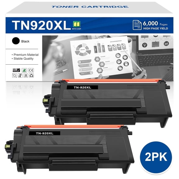 TN920 TN920XL Toner Cartridge Black HL-L6210DW with Chip Compatible for Brother TN-920XL TN-920 TN920XXL Work for HL-L6210DW HL-L6210DWT HL-L5210DN HL-L5210DW HL-L5210DWT Printer High Yield 2 Pack