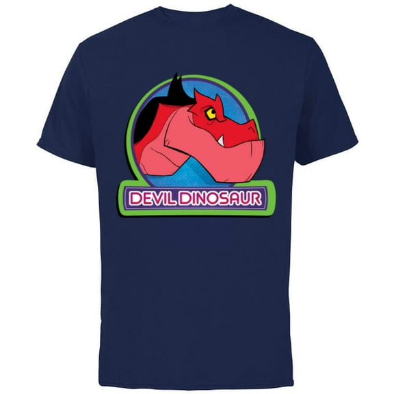 Marvel Moon Girl and Devil Dinosaur Dino Profile - Short Sleeve Cotton T-Shirt for Adults - Customized-Navy