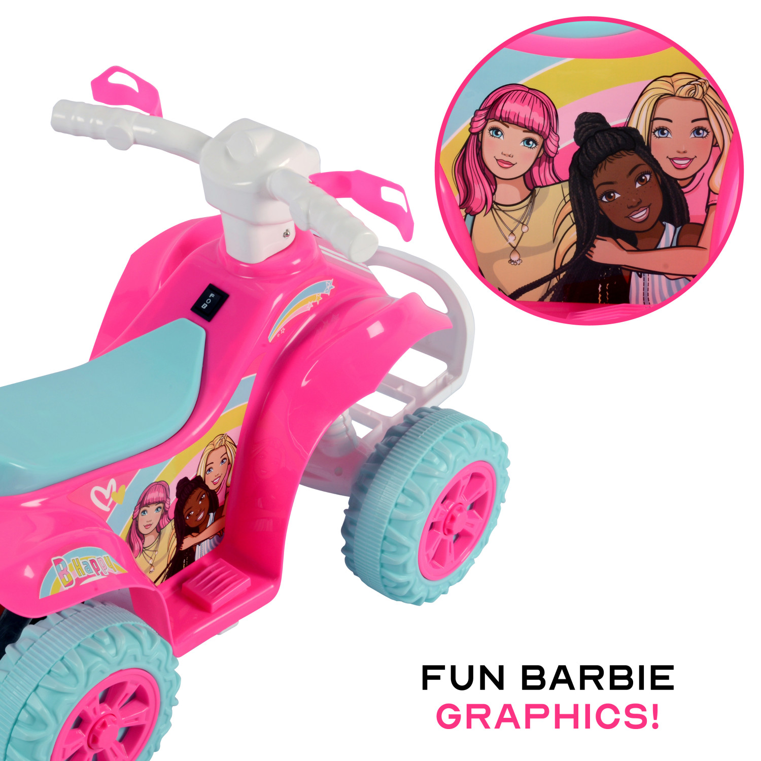 Licensed Barbie 6V Battery Powered Ride on ATV for Kids Ages 2-5 Years Old, Pink - image 4 of 13