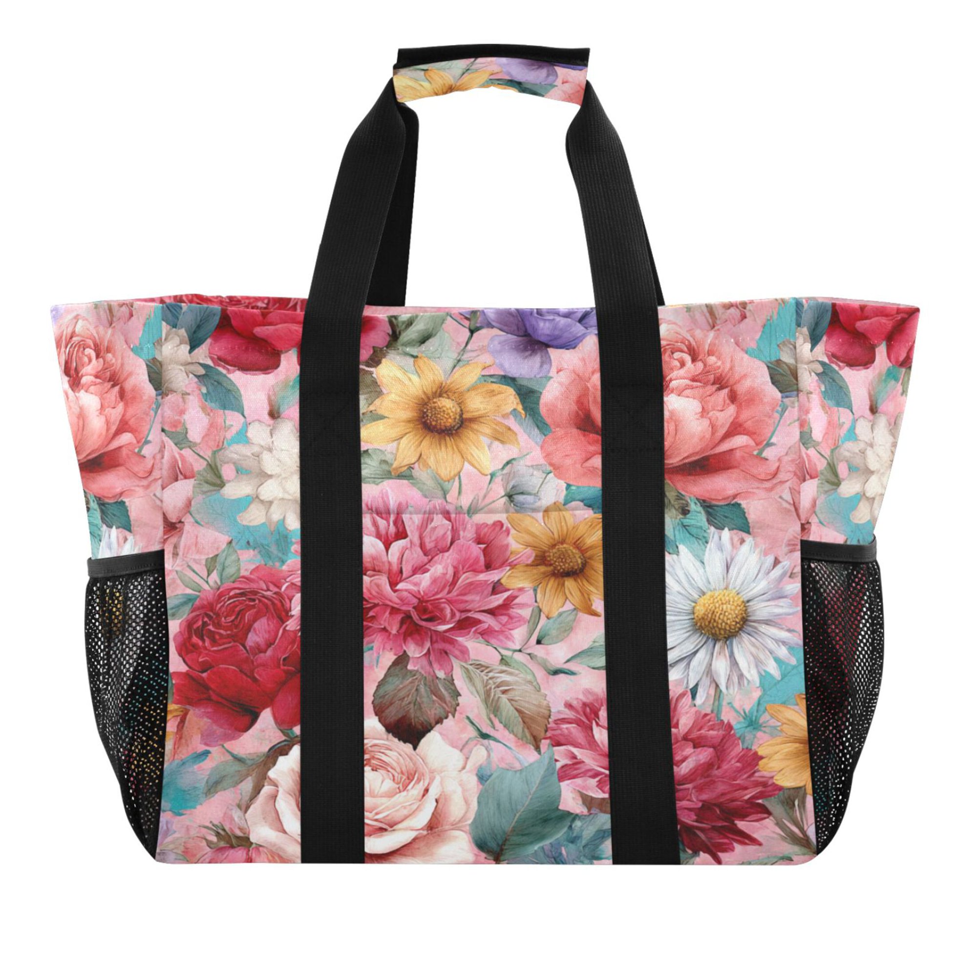 Large Capacity Handheld Storage Bag Thickened Travel Organizer Bag for Picnic Luggage & Clothing Fantasy Art Floral Pattern
