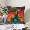 thumbnail image 6 of Xecao Abstract Tree Castle Print Soft Velvet Decorative Throw Pillow Covers, Square Cushion Cases for Bed, Sofa, Living Room, Car, and Indoor Outdoor Use-16"x16", 6 of 8
