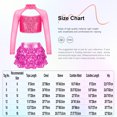 thumbnail image 5 of TiaoBug Kids Girls Sequins Jazz Hip Hop Dance Outfits Long Sleeve Cutout Crop Top Tutu Skirts Modern Performance Dancewear Lake Blue 14, 5 of 5