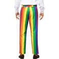 thumbnail image 3 of INSPIRE CHIC Men's Pants Bold Colorful Stripe Regular Fit Flat Front Dress Pants 30 Rainbow, 3 of 5