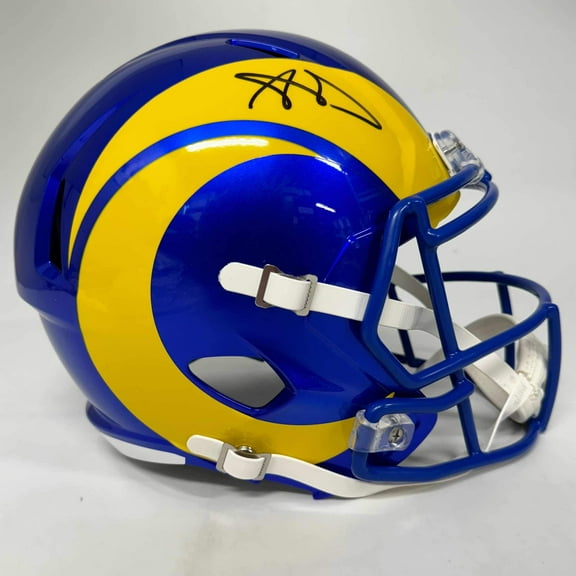 Autographed/Signed Aaron Donald Los Angeles Rams Full Size F/S Football Helmet Beckett COA