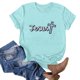 thumbnail image 1 of Fiudx Liquidación de Ahorros de Verano Blusa de Manga Corta con Estampado de Moda para Mujer, Divertida Camiseta con Cuello Redondo, 1 of 3