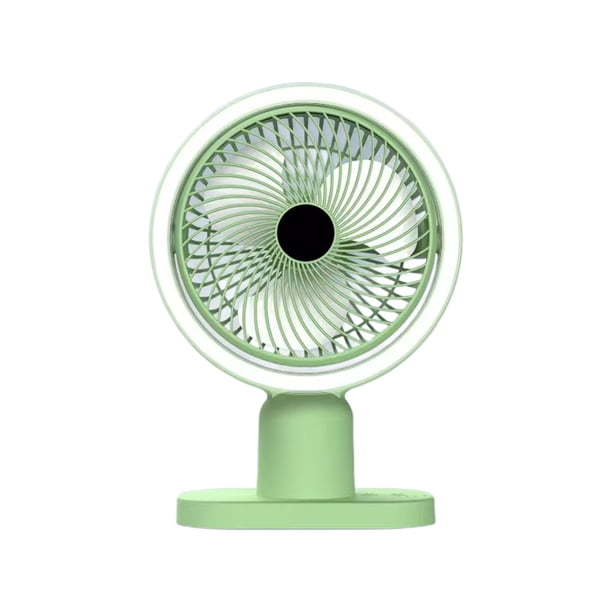 Mini ventilador de escritorio con luz LED, recargable por USB, tres velocidades ajustables para uso en el hogar y la oficina, ventilador de circulación portátil con batería de 1800 mAh para refrigera