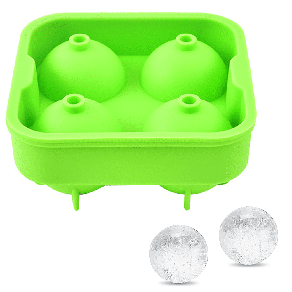 SUMPRI Sphere Ice Mold & Big Ice Cube Trays Novelty-Silicone Ice Ball Maker  With Lid For Infused Ice Or Whiskey Glasses [2 Pack] Large Round Spheres
