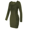 thumbnail image 4 of GK Hips-Wrapped Dress for Women Square Neck Ruched Bodycon Long Sleeves Sexy Club Mini Dress, 4 of 7