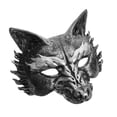 thumbnail image 2 of ColoMX Máscara de lobo de Halloween ornamento para adultos Máscara de mascarada de animales realista Máscara de disfraz de lobo de media cara para fiesta de cosplay Máscara de cara de lobo única, 2 of 7