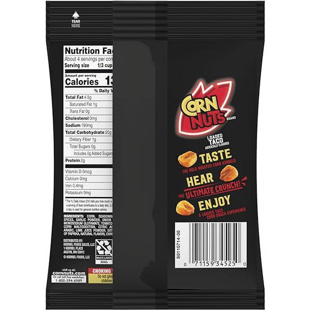 CORN NUTS Loaded Taco Crunchy Corn Kernels 4 OZ Bag, 12-Pack, 3 LB