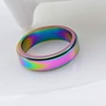 thumbnail image 4 of 6MM Rainbow Spinner Band Titanium Steel Wedding Engagement Party Ring Size 6-11, 4 of 9