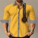 thumbnail image 1 of Camisa de manga larga con solapa informal sencilla y de lujo para hombre, ropa de diseñador con botones y cuello alto degradado, informal y transpirable, 2024, 1 of 6