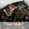 thumbnail image 4 of Christmas Trees Comforter Set California King Size, Xmas Trees Balls Berry Winter Snowflakes Black Soft Bedding Set for Man Woman, 4 Pieces Duvet Cover Set with Fitted Sheet, 2 Pillowcases, 4 of 9